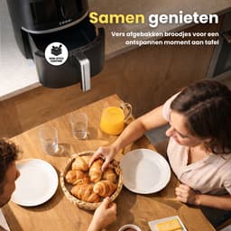 COOK-IT Airfryer 6L XL - 1600W - 8 Programma’s - Touchscreen - Vaatwasserbestendige Mand - Warmhoudfunctie - Shake Reminder - Matzwart — thumbnail 4