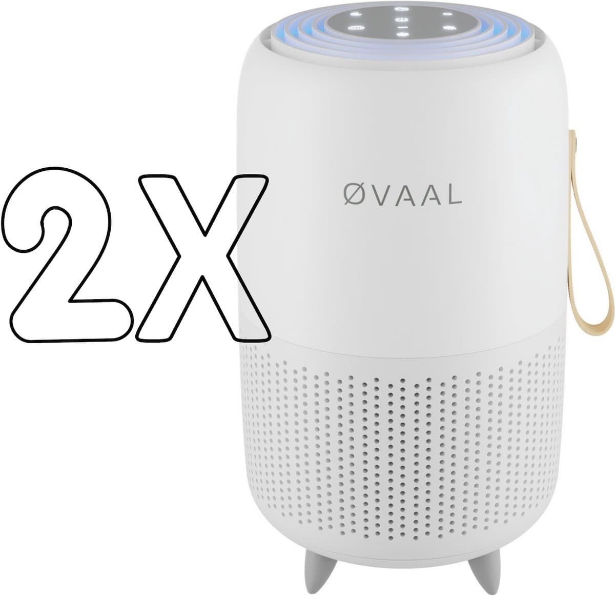 Øvaal Luchtreiniger 2 Stuks - Multi Pack 2 - Air Purifier - met vervangbaar HEPA13 Filter + koolstoffilter - 250 m³/u - Helpt tegen stof, huisstofmijt, hooikoorts en allergie - Slaapstand en Automatische Stand - Luchtkwaliteit Indicator — afbeelding 1