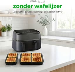 Wafelvormen geschikt voor Philips Airfryer 5000 serie en 3000 serie – Airfryer Accessoires voor dubbele airfryer – Wafel bakvorm - Alternatief voor wafelijzer en wafelmaker — thumbnail 4