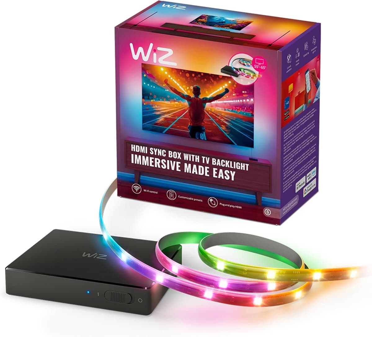 HDMI Sync Box - TV Verlichting - Entertainment Starter - Synchroniseert met Beeld - 55-65 Inch TV - Zwart — afbeelding 1