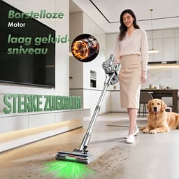Fukstern Steelstofzuiger Draadloos - 38KPa krachtige zuigkracht - Tot 60 Min Accuduur - 4-voudig HEPA-Filtersysteem - 1,6L Stofreservoir - Anti-Klit Vloerborstel draadloze steelstofzuiger - zilverkleurig — thumbnail 2