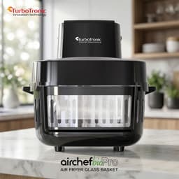 Turbotronic AFG6 Airfryer XXL met glazen bak- BPA & PFAS Vrij - 6L - Heteluchtfriteuse - Dual Heating - 50ºC tot 180ºC - 8 Kookprogramma's - Zwart — thumbnail 2