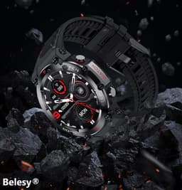 Belesy® AURORA - Smartwatch Heren –Horloge – Stappenteller – Calorieën – Constante Hartslag – Sporten – Bel functie - Je eigen foto als wijzerplaat - Kleurenscherm - Full Touch – Goud/Zwart - Siliconen - Moederdag — thumbnail 7