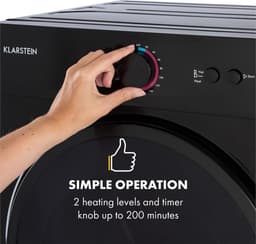 Klarstein Jet Set Wasdroger - Luchtafvoer droger - 1020W - EEK C - 3 kg - 50cm - Zwart — thumbnail 5