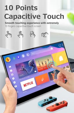 Lipa AX-60T portable monitor 4K Ultra HD 15.6 inch - Met Touchscreen - Draagbare monitor - Computerscherm - Beeldscherm - Portable monitoren - HDMI - 2x USB C & 1x Micro usb - Hoes en kickstand - Ook voor consoles - 3840 x 2160 UHD - Dual speakers — thumbnail 6