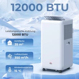 4-in-1 Mobiele Airco - Draagbare Airconditioner - 4-in-1 Koelen, Ontvochtiger, Ventilator & Slaapstand - 12000 BTU - voor 18-35 m² - met Afstandsbediening & — thumbnail 6