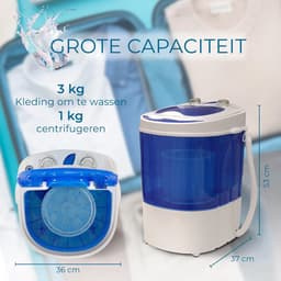 Quvo® Camping Wasmachine - Mini Wasmachine - Wasmachines - Capaciteit van Kleding 3 kg - Laag Water- en Energieverbruik - Wit - 36cm x 37cm x 53cm — thumbnail 7