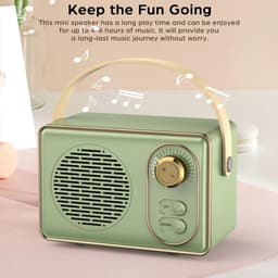 Oneay Retro Bluetooth-speaker – Vintage draagbare draadloze speaker met Bluetooth 5.0, ondersteuning voor TF-kaart, USB-stick en AUX-ingang – Groen — thumbnail 3