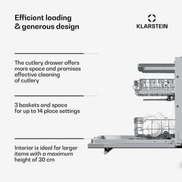 Klarstein Vaatwasser Luxara inbouw – geïntegreerde vaatwasser voor 14 couverts, met 8 programma's, AquaStop protectie, eco wasprogramma en gering waterverbruik,6L - voor Keuken - Snelprogramma - glas - Dishwasher - Afwasmachine — thumbnail 9