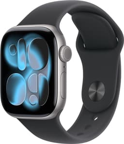 Apple Watch 11 - Wifi + 5G - 42mm - Space Grey Aluminium Case with Black Sport Band - S/M — thumbnail 1