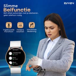Evy24 Smartwatch Pro 42mm - Smartwatch Dames - Horloge met Belfunctie - Sporthorloge Dames - AMOLED - Bloeddrukmeter - Stappenteller - Android en iOS - Roségold — thumbnail 4