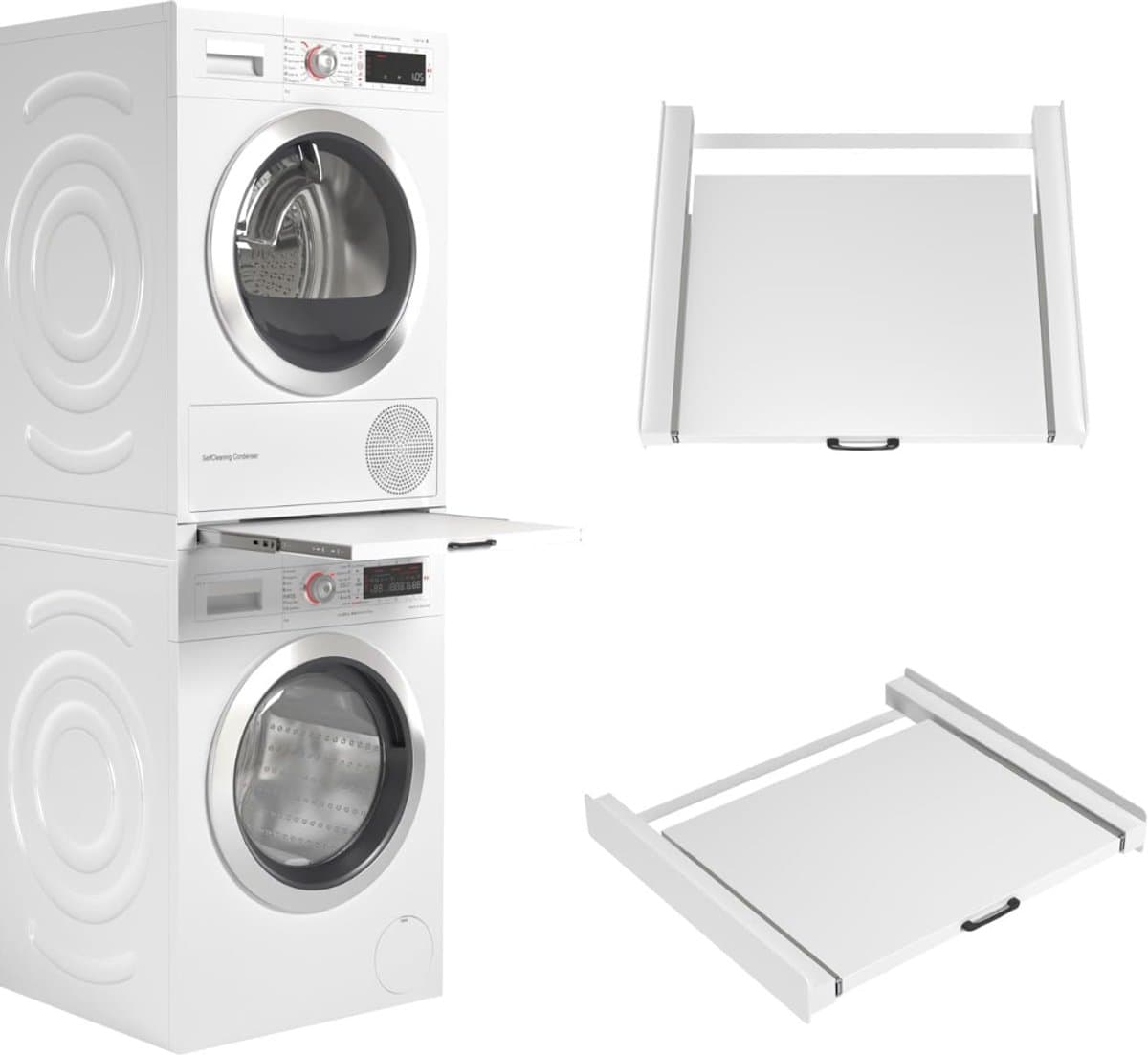 REN® Tussenstuk Wasmachine Droger - Stapelkit - Tussenstuk Wasmachine en Droger - Tussenstuk Wasmachine Droger Zwart - Tussenstuk Wasmachine Droger Aeg - Wit - 54cm x 60cm x 8cm — afbeelding 1