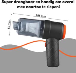 Auto Stofzuiger Draadloos 2.0 - Nat & Droog - Kruimelzuiger - Handstofzuiger - Kruimeldief - Kleine Stofzuiger - Draadloze stofzuiger - Air Duster - Zwart — thumbnail 5