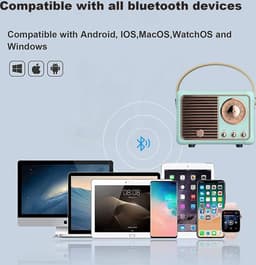 Retro bluetooth speaker - vintage decor - draagbare draadloze bluetooth speaker - lichtblauw — thumbnail 2
