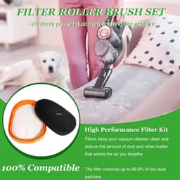 6 stucks - 1 rolborstel + 4 filterpatronen + 1 klein wit borsteltje -Vervangend Filterset voor Philips stofzuiger FC6728/FC6727/FC6822/FC6812 -filters Compatibel met Philips SpeedPro Max-serie 7000-serie 8000-serie — thumbnail 3