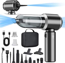 Sander Shop 2-in-1 handstofzuiger accu, 15000PA handstofzuiger, draadloos, autostofzuiger, sterk, 3 snelheden 80.000 tpm elektrische stofblazer persluchtspray voor het reinigen van auto, keuken, pc, bank, kantoo — thumbnail 1