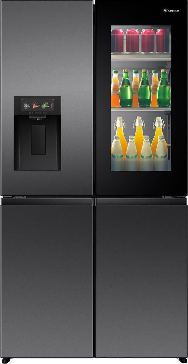 Hisense RQ600P7SKE - Amerikaanse koelkast - Energielabel E - PureView Door - 6,86" Intelligent Hub touchscreen display - Water- & ijsdispenser - Metal Tech Cooling - No Frost - Zwart - Multi-Air Flow - Super Cool - Fast Freeze - 37dB (A) - 615 Liter — afbeelding 1