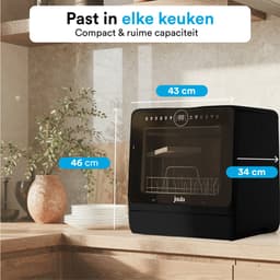 Joula Mini Vaatwasser met Waterreservoir - 8 Wasprogramma's - 5 Couverts - Kleine Smalle Vrijstaande Afwasmachine - Camping - Zwart — thumbnail 3