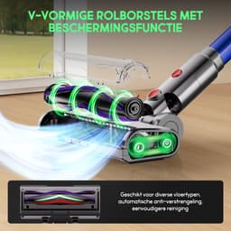 Fukstern Steelstofzuiger Draadloos – 75KPa Krachtige Zuigkracht – Tot 60 Min Accuduur – 3 Zuigstanden - Anti-Klit Vloerborstel – 7-voudig HEPA-Filtersysteem – 2L Stofreservoir – Groen Licht & Hygiënische Reiniging – blauw — thumbnail 6
