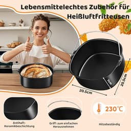 Accessoires voor Airfryer Gescht voor Philips Essential XL 6,2L (HD9270/90), Ninja PRO 4,7L AF140EU, Ninja MAX PRO 6,2L AF180EU, BPA-vrij heteluchtfrituurpan accessoires bakvorm, herbruikbare accessoires — thumbnail 2