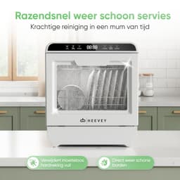 Heevey Mini Vaatwasser - Vrijstaande vaatwasser - Campingvaatwasser - 5 Wasprogramma's - Afwas - Sterilisatiesysteem - Droogfunctie 75°C — thumbnail 8