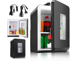 Mini koelkast - 15L Minibar - Koel & warm - AC/DC 230V/12V - Draagbare Mini Autokoelkast - Voor Auto, Kantoor, Camping & Thuis Eten, Drinken - Zwarte