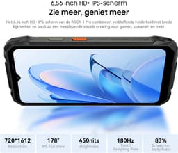 Blackview ROCK 1 Pro - Robuuste Smartphone met 2D Scanner - 4G - 32GB RAM - 256GB ROM - 6.56 inch - 15000mAh Robuuste Telefoon - Android 16 - Nachtzicht - NFC - GPS - Zwart — thumbnail 5