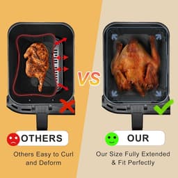 Voor Ninja Foodi Max Dual Zone Air Fryer Accessoires - Set van 2 vierkante siliconen bakplaten - Compatibel met AF300EU, AF400EU en andere Dual Zone-modellen - Grijs — thumbnail 7