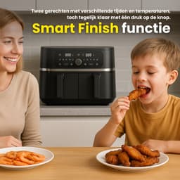 Dubbele Airfryer XXL 9L - 2×4.5L - 3200W - 11 Programma’s - Smart Finish & Match Cook - 60–200°C Instelbaar - PFAS-vrij - Vaatwasserbestendige Manden - COOK-IT — thumbnail 6
