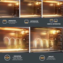 Heinrich´s HMO 8402 Mini-oven met hete lucht - 30L – met touch-bediening - kleine oven met draaispit, airfryer-inzetstuk – binnenverlichting - 1600W — thumbnail 9