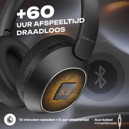 PowerLocus - Universe - Active Noise Cancelling Koptelefoon - Hybric ANC mode - 60+ uur batterijduur - Over-Ear - Microfoon - Koptelefoons - Deep Bass Modi - Zwart — thumbnail 8