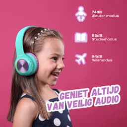 PowerLocus PLED Draadloze Koptelefoon Over-Ear voor Kinderen - LED lampjes - met Microfoon - Micro SD poort - Teal/Purple — thumbnail 8