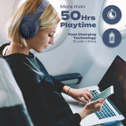 PowerLocus P3 - Bluetooth Koptelefoon – Draadloos – Over-ear – incl. Premium Case – 50 uur batterijduur – Microfoon – Blauw — thumbnail 6