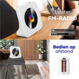 Vizual CD Speler - Compact 3-in-1 met CD, Radio en Bluetooth – Draagbare CD-Speler met HiFi Speakers, FM Radio, LCD Scherm en USB ingang — thumbnail 8