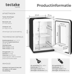 tectake® Mini-Autokoelkast - Draagbare minibar 14L - 2-in-1-functie: koelen en verwarmen - 5 tm 65 °C - Mini Koelkast - Elektrische Koelbox - 12v + 220/240v Aansluiting - Draagbare Campingkoelkast — thumbnail 2