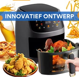 Oven - Grill rooster - Bakplaat - Airfryer - Voor Multifuntioneel Koken - 6-in-1 Elektrische Oven met Dubbele Lade - 1500W, Bakken, Braden & Stomen — thumbnail 2