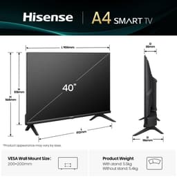 Hisense 40A4Q 101,6 cm (40") Full HD-smart-tv - Wi-Fi - Zwart - 200 cd/m² — thumbnail 11