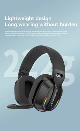 Ntech - Gaming Headset met Microfoon en RGB Light Zwart - koptelefoon draadloos - Draadloze Game Headset 2.4GHz, USB C Geschikt voor PS4, PS5, Xbox One, Xbox Series, PC en Nintendo Switch 2 - Bluetooth Gaming Headsets — thumbnail 6