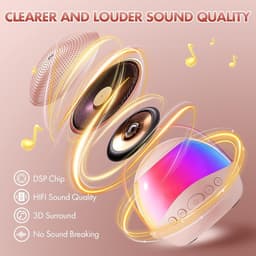 Mini karaokemachine als cadeau Geschikt voor kinderen en volwassenen, draagbare karaokeluidspreker met 2 draadloze microfoons, kindermicrofoon met luidspreker en led-lampje, verjaardagscadeau Geschikt voor meisjes van 3 tot 12 jaar (roze) — thumbnail 4