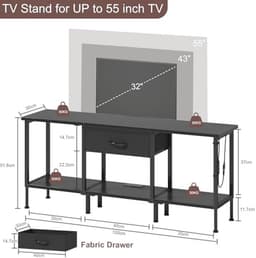TV-Meubel met Stopcontact, USB-Poorten en LED-Verlichting – Multifunctionele TV-standaard voor Woonkamer en Slaapkamer – 120 cm voor max 55 Inch TV — thumbnail 4