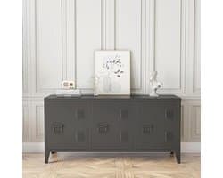 TV meubel zwart met 3 deuren - Lowboard 113x40x58 cm