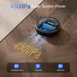 Robotstofzuiger met Dweilfunctie & Automatische Leegbasis – 4000 Pa Zuigkracht – LiDAR Navigatie – App & Alexa – Tot 260 min – Zwart — thumbnail 4