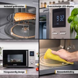 TZS First Austria Vrijstaande Magnetron - Grill - 1100 watt - 20 liter - RVS -Zilver — thumbnail 6