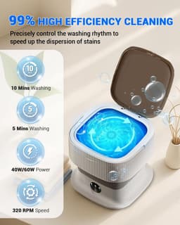 Mini Wasmachine met Centrifuge - Voor Kleine Wasgoed - Meerdere Programma's - — thumbnail 6