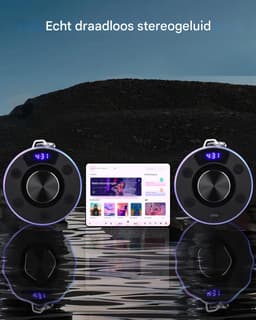 Bluetooth Speaker Klein, Douche Speaker met LED Licht, Zuignap en Microfoon, IPX7 Waterdichte Douche Radio, Muziekbox voor Strand, Feest — thumbnail 3