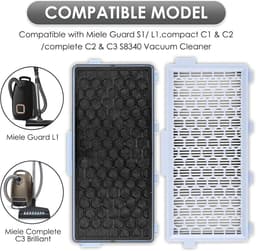 Vervangende HEPA-filters voor Miele Guard GN Hycean3D stofzuigers S8340/C2/C3/S6 S1/L1 Compact C1/Complete C2 - Inclusief 3 HEPA-filters 3 Airclean-uitlaatfilters en 3 motorafdekkingen Verpakking van 9 — thumbnail 4