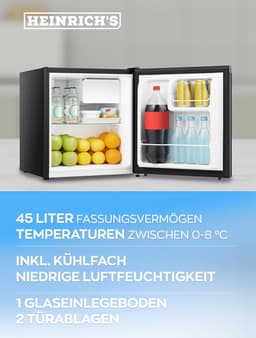 Heinrich's HKB4188SW mini koelkast met vriesvak - zwart - 45 liter — thumbnail 10