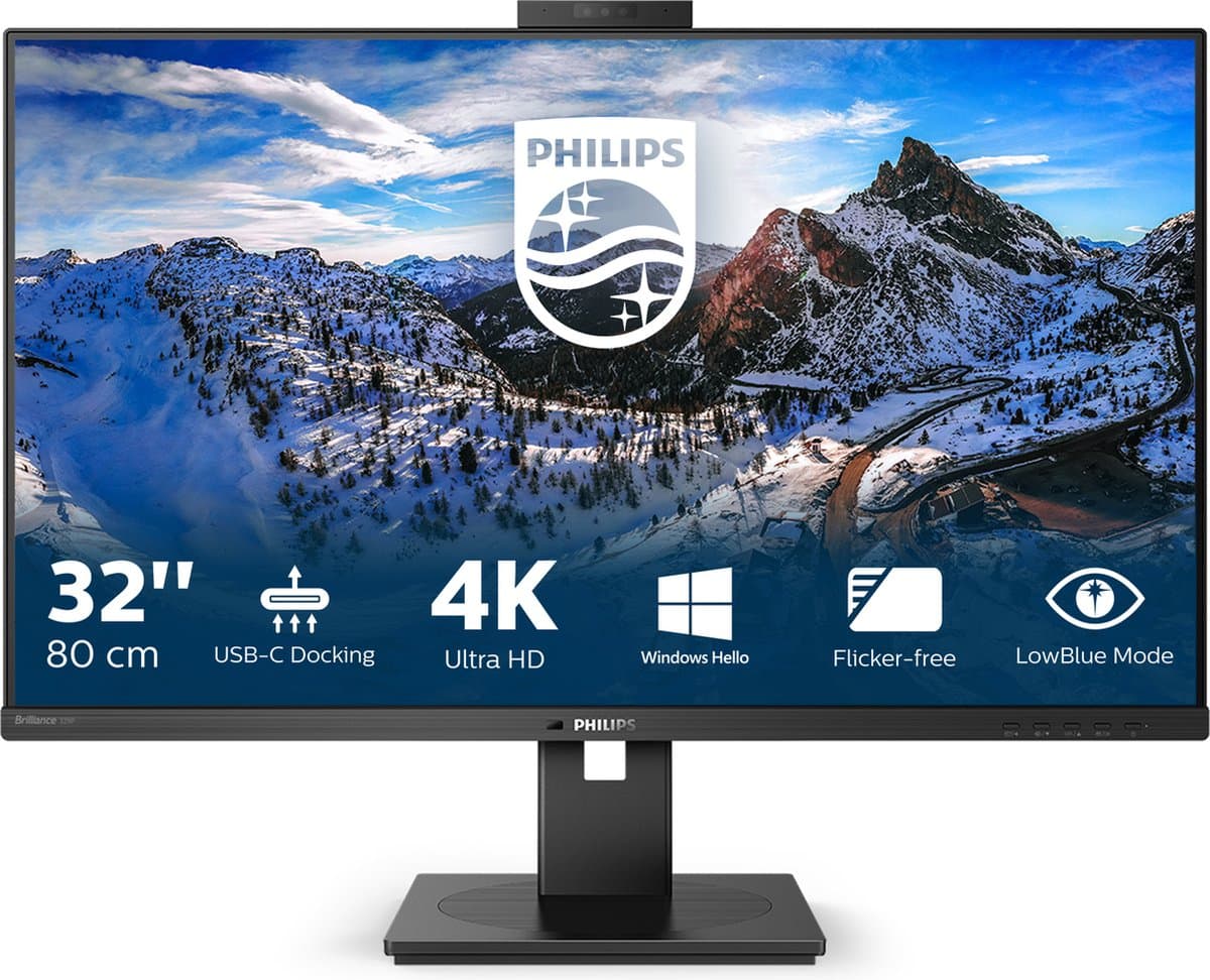 Philips P-line 329P1H - 4K Webcam Monitor - USB-C 90w - RJ45 - 32 inch — afbeelding 1