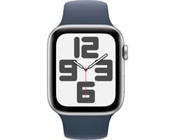 Apple Watch SE 2023 - GPS + Cellular - 44mm Silver Aluminium Case with Storm Blue Sport Band - S/M