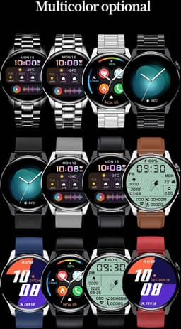 DrPhone ModelX5 - Metalen Smartwatch 46mm - A-GPS - Sport Mannen - Touchscreen - Berichten - Bluetooth Bellen + Extra Siliconen Band - Zwart — thumbnail 12